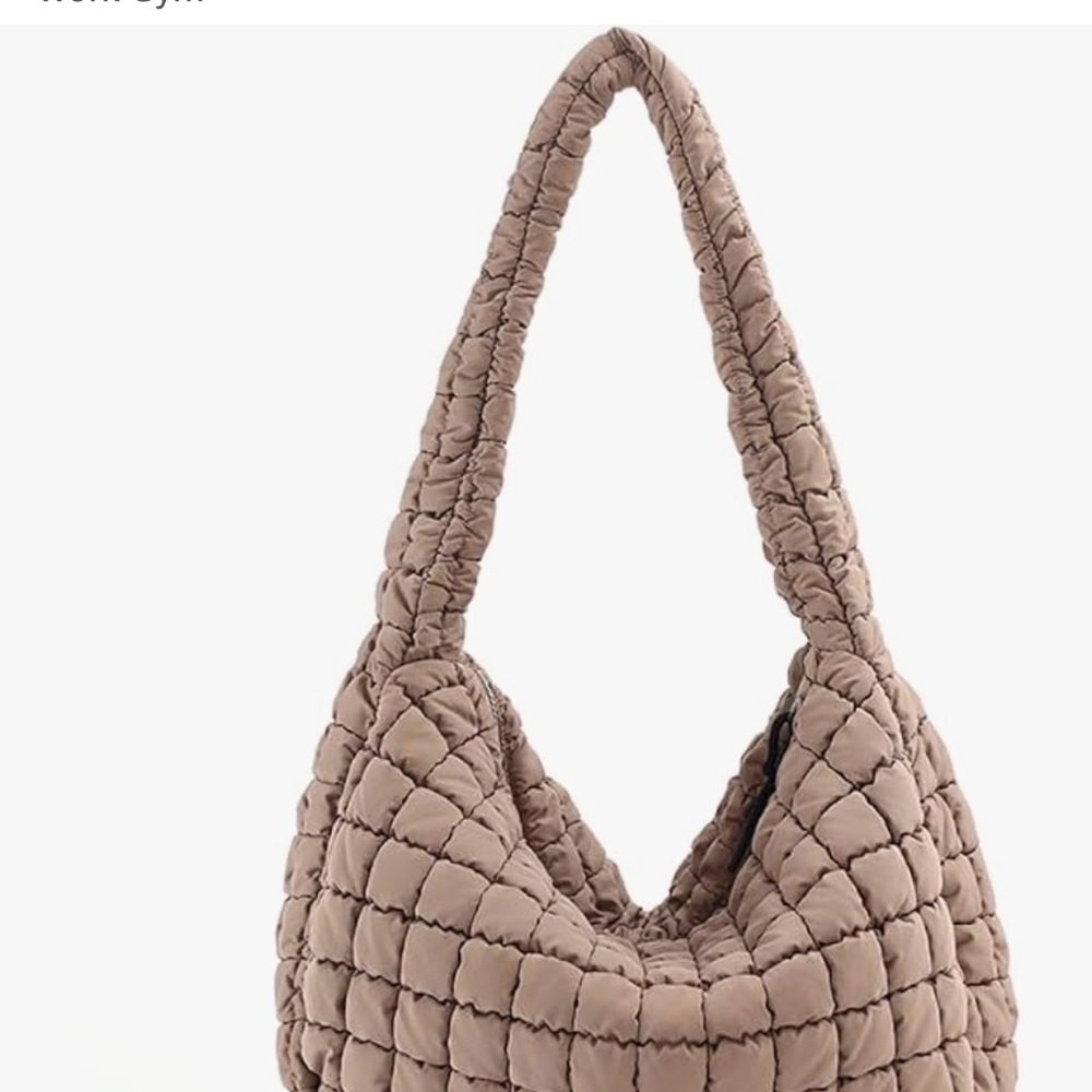 Quilted Tan Hobo Bag